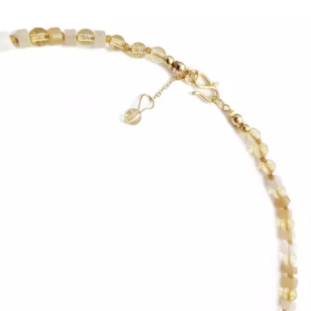Collier Mimi en plaqué-or en pierres miyuki et pendentif coeur