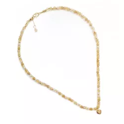 Collier Mimi en plaqué-or en pierres miyuki et pendentif coeur
