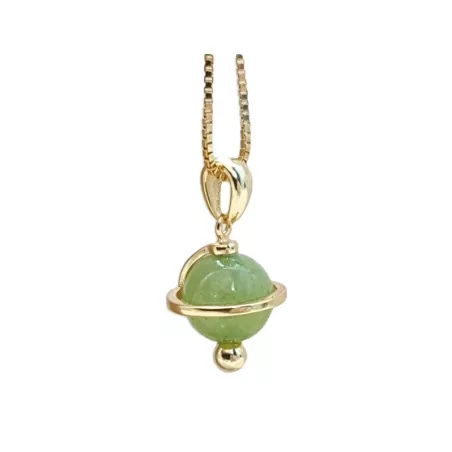 Collier Kepler, ajustable via une perle de réglage dans le dos, en plaqué-or et pendentif planète.