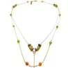 Collier Tircis double rang en pierres naturelles avec pendentif papillon