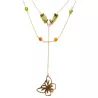 Collier Tircis double rang en pierres naturelles avec pendentif papillon
