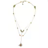 Collier Tircis double rang en pierres naturelles avec pendentif papillon