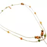 Collier Tircis double rang en pierres naturelles avec pendentif papillon
