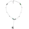 Collier Tircis double rang en pierres naturelles avec pendentif papillon