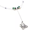 Collier Tircis double rang en pierres naturelles avec pendentif papillon