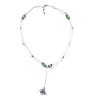 Collier Tircis double rang en pierres naturelles avec pendentif papillon