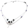 Collier Tircis double rang en pierres naturelles avec pendentif papillon