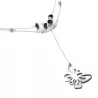 Collier Tircis double rang en pierres naturelles avec pendentif papillon