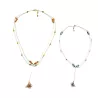 Collier Tircis double rang en pierres naturelles avec pendentif papillon