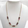 Collier doré avec strass et perles agates rouges et vertes – Bouly&Cailloux