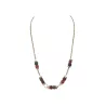 Collier doré avec strass et perles agates rouges et vertes – Bouly&Cailloux