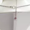 Collier Bouly&Cailloux en acier inoxydable argenté, pendentif rond, perle de calcédoine lilas et pétale de nacre