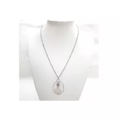 Collier Lilas Nacre & Calcédoine en acier inoxydable argenté | Bouly&Cailloux