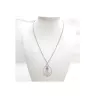 Collier Bouly&Cailloux en acier inoxydable argenté, pendentif rond, perle de calcédoine lilas et pétale de nacre