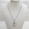 Collier Bouly&Cailloux en acier inoxydable argenté, pendentif rond, perle de calcédoine lilas et pétale de nacre