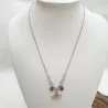 Collier moderne en acier inoxydable argent avec agates cubiques rouge et verte  Bouly&Cailloux