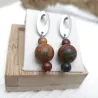 Boucles Pablo en jaspe Picasso et acier inoxydable argenté – Bijoux faits main Bouly&Cailloux