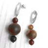 Boucles Pablo en jaspe Picasso et acier inoxydable argenté – Bijoux faits main Bouly&Cailloux