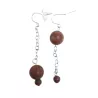 Boucles Paulo en jaspe rouge et acier inoxydable argenté – Boucles d’oreilles pendantes artisanales Bouly&Cailloux