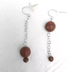 Boucles Paulo en jaspe rouge et acier inoxydable argenté