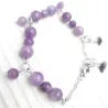 Bracelet Iris en calcédoine lilas et acier inoxydable argenté – Bracelet réglable 16 à 19 cm – Bouly&Cailloux