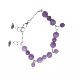 Bracelet Iris en calcédoine lilas et acier inoxydable argenté – Bracelet réglable 16 à 19 cm
