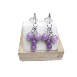 Boucles Bacchus en calcédoine lilas et acier inoxydable argenté