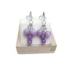 Boucles Bacchus en calcédoine lilas et acier inoxydable argenté – Boucles d’oreilles pendantes artisanales Bouly&Cailloux