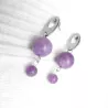 Boucles d’oreilles Lilas en calcédoine violette 12 mm et 6 mm, acier inoxydable argenté – Bouly&Cailloux