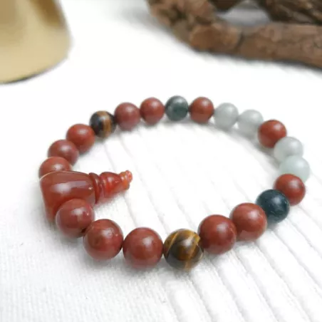 Bracelet extensible Pyrola pierre naturelle jaspe agate oeil de tigre | Bouly&Cailloux