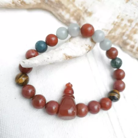 Bracelet extensible Pyrola pierre naturelle jaspe agate oeil de tigre | Bouly&Cailloux