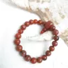 Bracelet extensible Myrtille en pierres naturelles agate et jaspe rouge avec perle mala Bouly&Cailloux