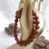 Bracelet extensible Myrtille en pierres naturelles agate et jaspe rouge avec perle mala Bouly&Cailloux