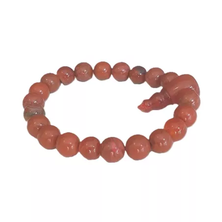 Bracelet extensible Myrtille en pierres naturelles agate et jaspe rouge avec perle mala Bouly&Cailloux