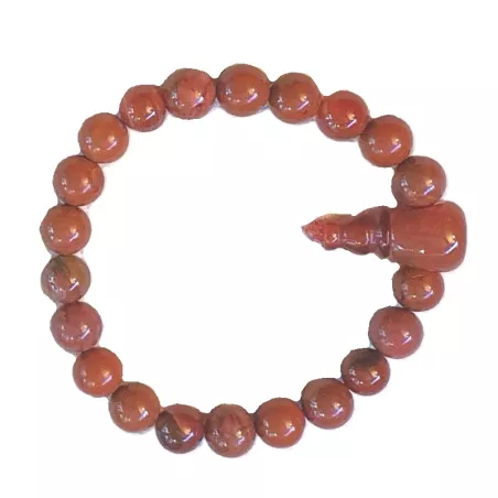 Bracelet extensible Myrtille en pierres naturelles agate et jaspe rouge avec perle mala Bouly&Cailloux