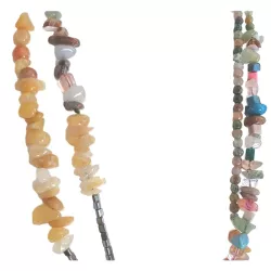 Collier long multicolore en pierres naturelles et hematite rectangulaire Bouly&Cailloux