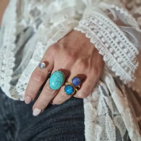 Bague duo en bleu