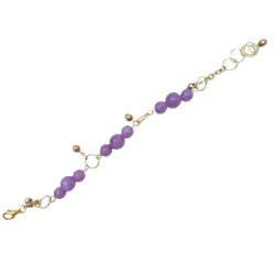 Bracelet Physalis en pierres naturelles calcédoine lilas et acier inoxydable dore Bouly&Cailloux