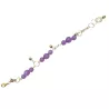 Bracelet Physalis en pierres naturelles calcédoine lilas et acier inoxydable dore Bouly&Cailloux