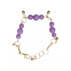 Bracelet Physalis en pierres naturelles calcédoine lilas et acier inoxydable dore Bouly&Cailloux