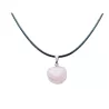 Collier fin cuir noir avec pendentif quartz rose