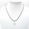Collier fin cuir noir avec pendentif quartz rose