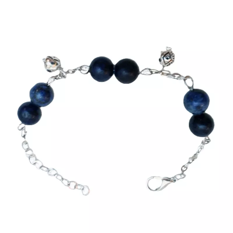Bracelet Melittis en pierres naturelles avec breloques argentées