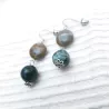 Boucles d’oreilles Gallium pendantes en pierres naturelles et acier inoxydable