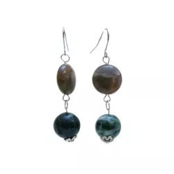 Boucles d’oreilles Gallium pendantes en pierres naturelles et acier inoxydable