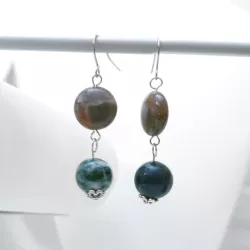 Boucles d’oreilles Gallium pendantes en pierres naturelles et acier inoxydable
