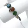 bracelet gallium en pierres naturelles plates avec breloques argentées bouly&cailloux