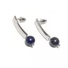 Boucles d'oreilles pendantes en acier inoxydable et pierre lapis lazuli
