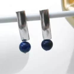 Boucles d'oreilles pendantes en acier inoxydable et pierre lapis lazuli
