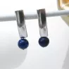 Boucles d'oreilles pendantes en acier inoxydable et pierre lapis lazuli